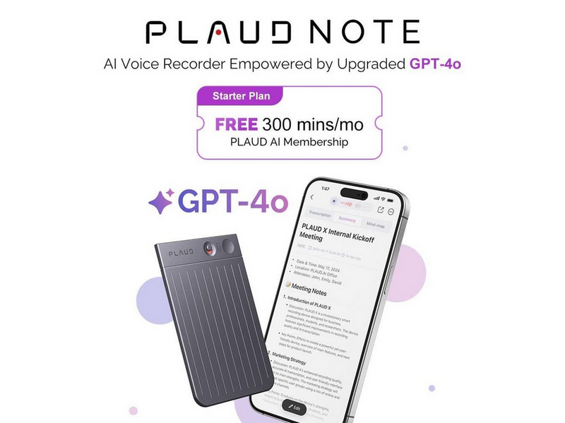 PLAUD NOTE - 64 GB - AI Note Taker - Black