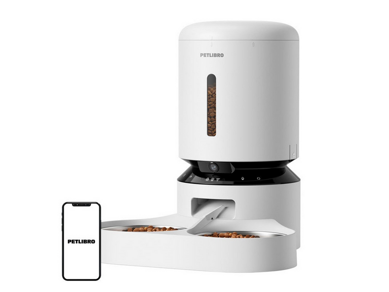 Petlibro Granary Camera Food Dispenser with Double Bowl 5L White
