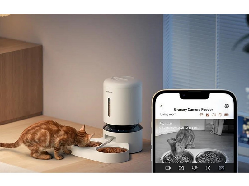 Petlibro Granary Camera Food Dispenser with Double Bowl 5L White