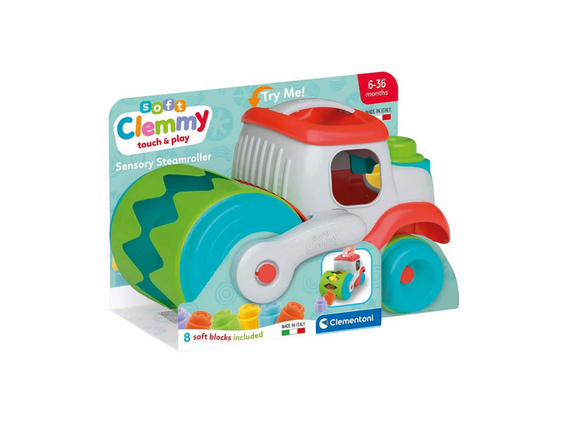 Clementoni Baby Soft Clemmy Steamroller Vehicle with Blocks 9pcs.