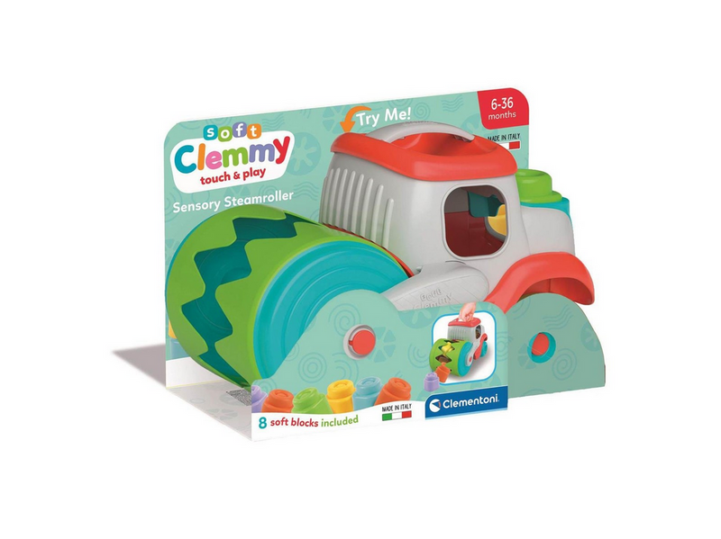 Clementoni Baby Soft Clemmy Steamroller Vehicle with Blocks 9pcs.