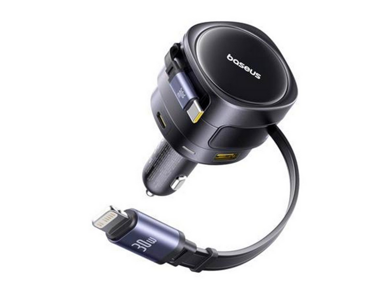 Baseus Enjoyment Max Car Charger 90W USB-C Lightning USB-A USB-C Ports - Black