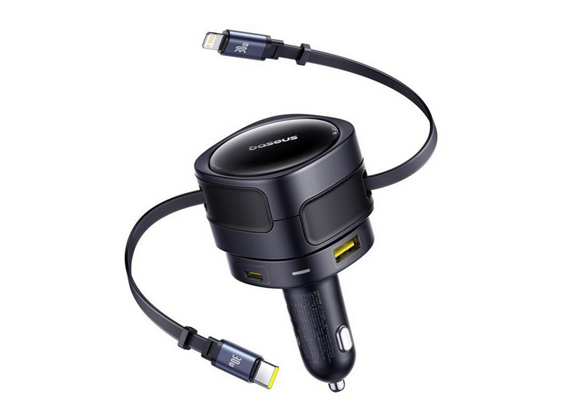 Baseus Enjoyment Max Car Charger 90W USB-C Lightning USB-A USB-C Ports - Black