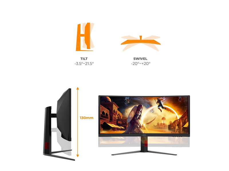34" AOC G4 CU34G4ZCA computer monitor 86.4 cm (34") 3440 x 1440 pixels Black Red