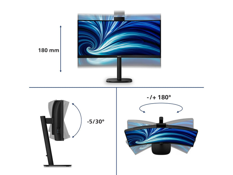 34" Philips 34B2U3600CH - 3440x1440 (UWQHD) - 120Hz - VA - 90W USB-C - KVM switch