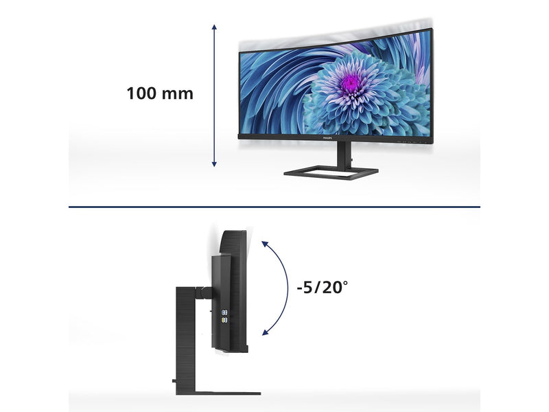 34" Philips E-line 346E2CUAE - 3440x1440 (UWQHD) - 100Hz - VA - 65W USB-C