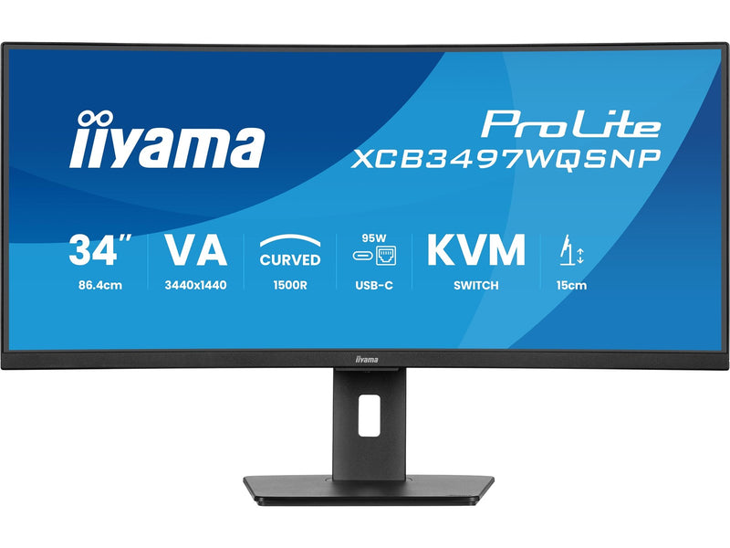 34" iiyama ProLite XCB3497WQSNP-B1 - 3440x1440 (UWQHD) - 120Hz - VA - 95W USB-C - KVM switch