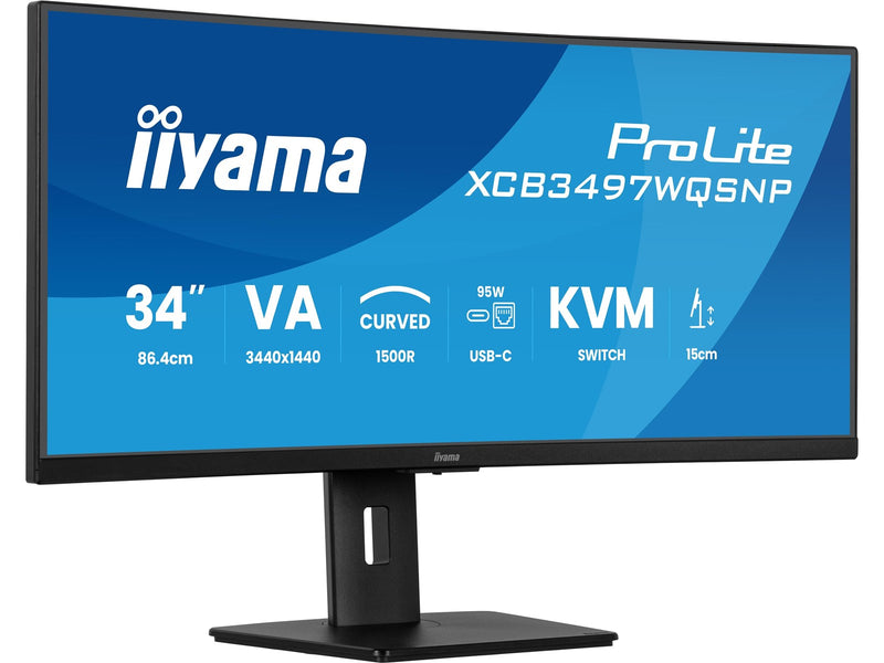 34" iiyama ProLite XCB3497WQSNP-B1 - 3440x1440 (UWQHD) - 120Hz - VA - 95W USB-C - KVM switch