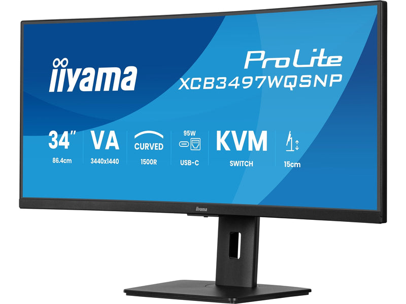 34" iiyama ProLite XCB3497WQSNP-B1 - 3440x1440 (UWQHD) - 120Hz - VA - 95W USB-C - KVM switch
