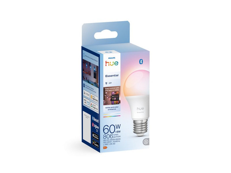 Philips Hue Essential A60 E27 Smart Glühbirne - 806 lm, 8 W