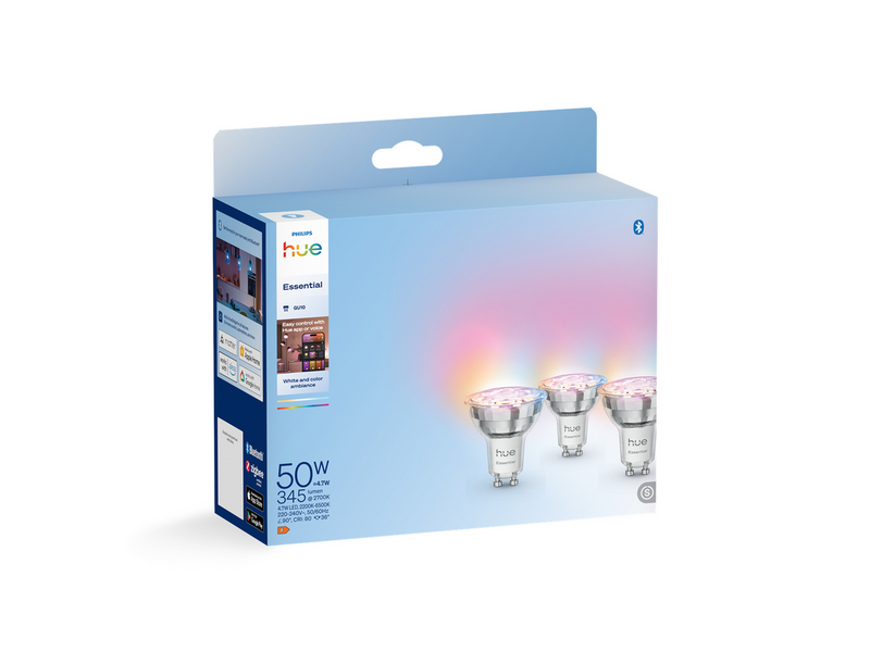 Philips Hue Essential GU10 - Smart Spotlight - 345 Lumen - 4.7 W - 3 pack