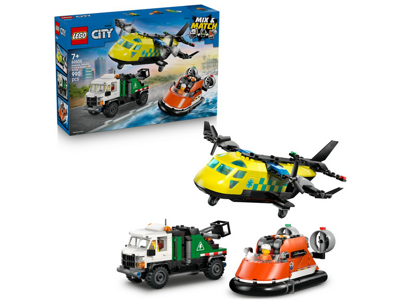 LEGO City 60505 Kombinationsset mit Flugzeug, Wartungsfahrzeug und Luftkissenboot