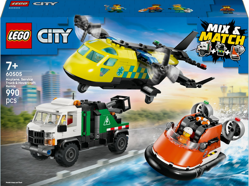 LEGO City 60505 Kombinationsset mit Flugzeug, Wartungsfahrzeug und Luftkissenboot