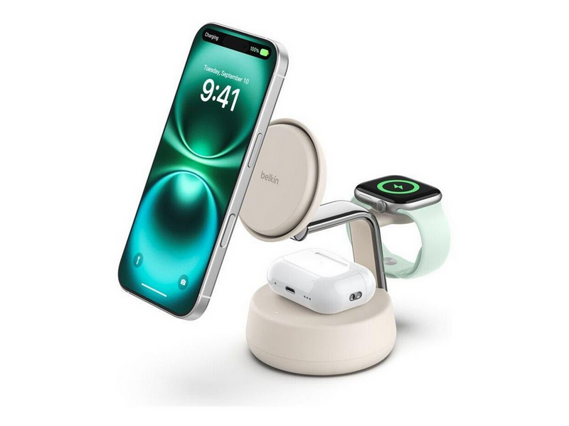 Belkin UltraCharge Pro 25w Qi2 3in1 Magnetic Charger Sand