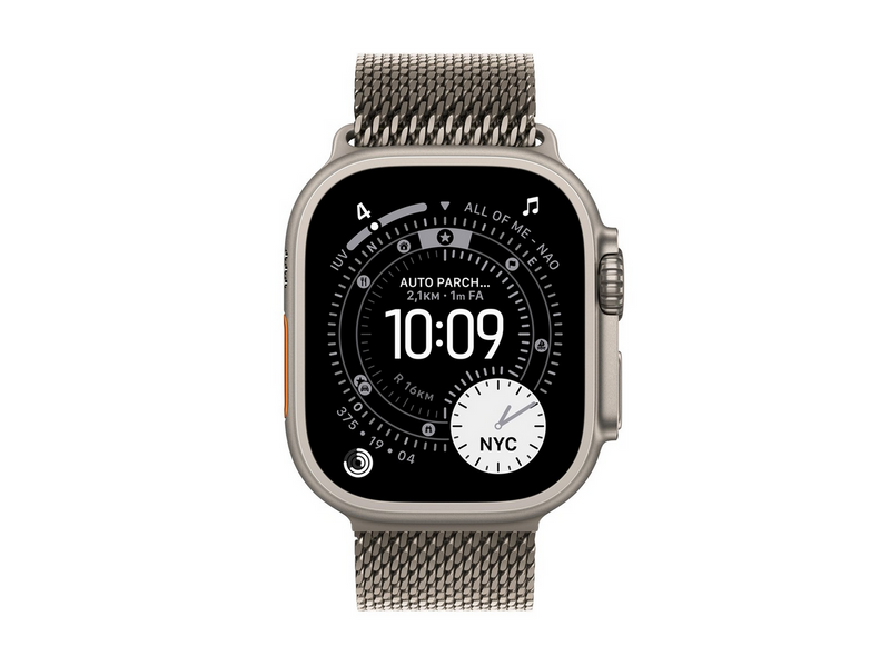 Apple Watch Ultra 3 GPS + Cellular 49mm Natural Titanium Case with Natural Titanium Milanese Loop - Medium