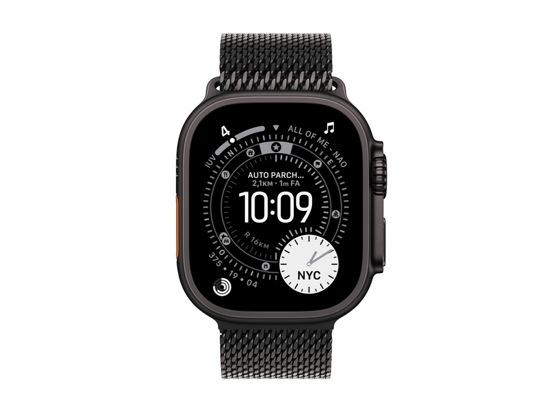 Apple Watch Ultra 3 GPS + Cellular 49mm Black Titanium Case with Black Titanium Milanese Loop - Medium