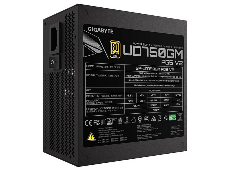GIGABYTE UD750GM PG5 V2 Netzteile - 750 Watt - 120 mm - ATX 3.1 - 80 Plus Gold zertifiziert