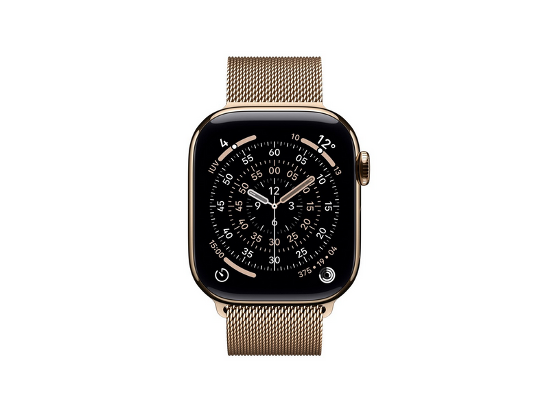 Apple Watch Series 11 GPS + Cellular 42mm Gold Titanium Case with Gold Milanese Loop
