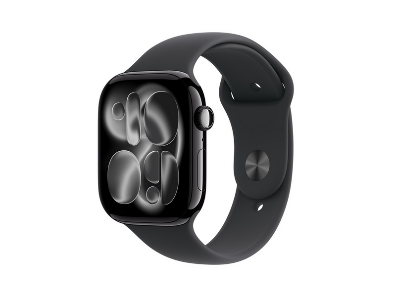 Apple Watch Series 11 GPS 46mm Jet Black Aluminium Case with Black Sport Band - S/M