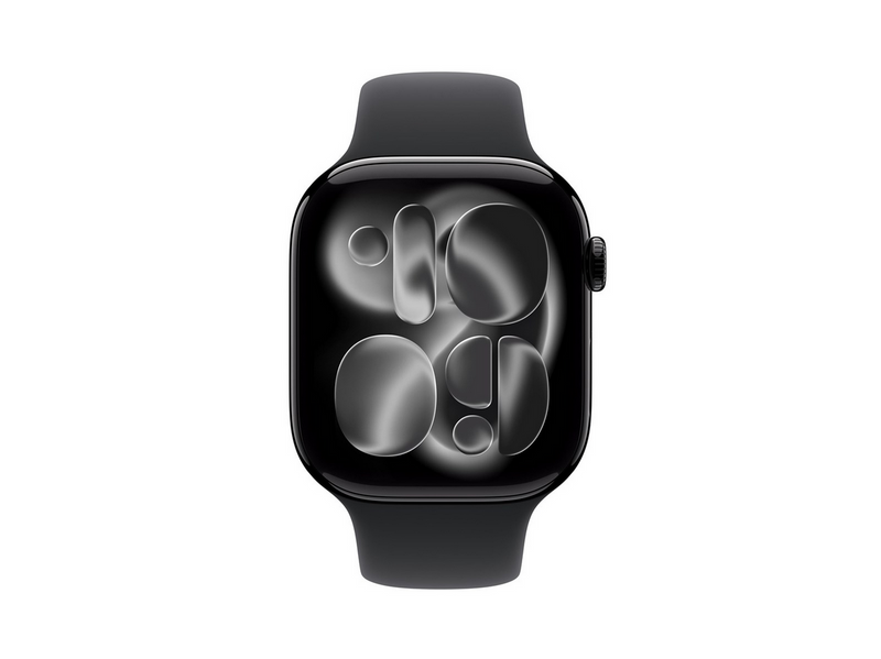 Apple Watch Series 11 GPS 46mm Jet Black Aluminium Case with Black Sport Band - S/M