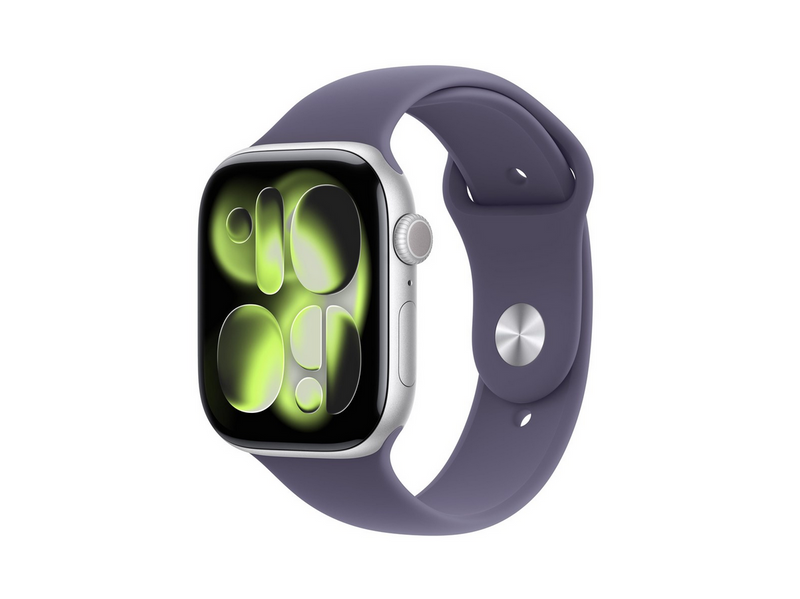Apple Watch Series 11 GPS 46mm Silver Aluminium Case with Purple Fog Sport Band - S/M