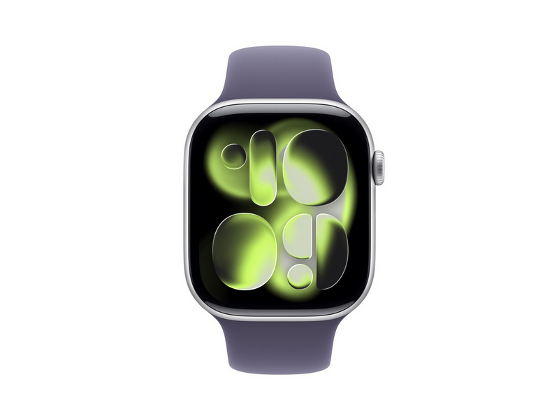 Apple Watch Series 11 GPS 46mm Silver Aluminium Case with Purple Fog Sport Band - M/L