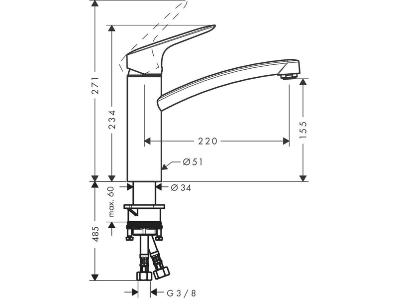 Hansgrohe Logis m31 1-grip kitchen mixer