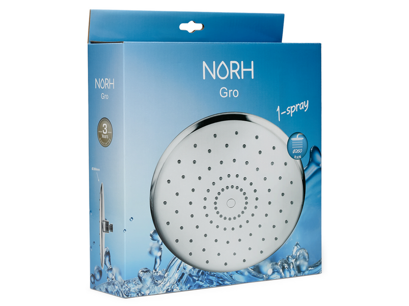NORH Gro overhead shower 1 spray Ø260 mm chrome