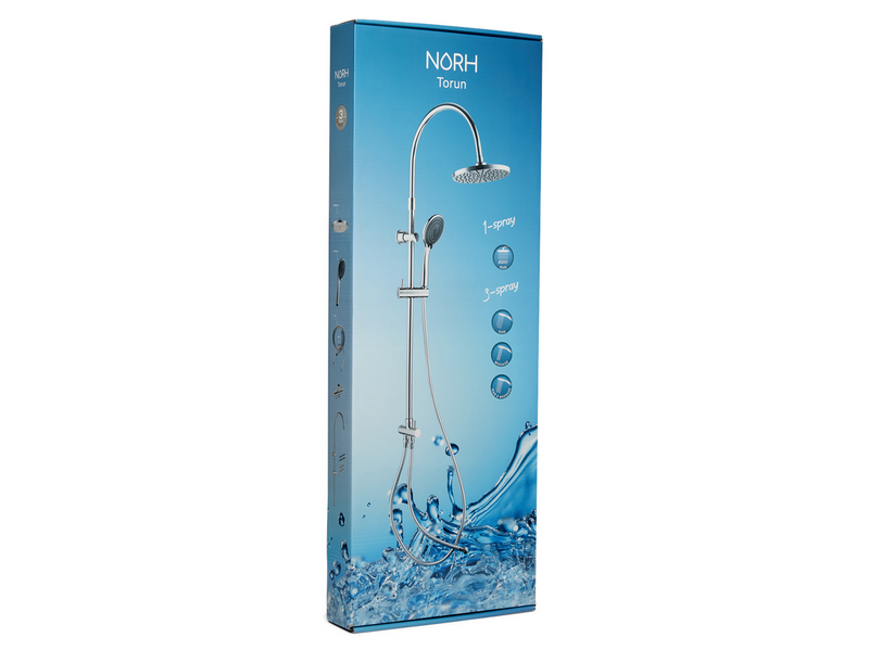 NORH Torun overhead shower set, 1 & 3 sprays, chrome