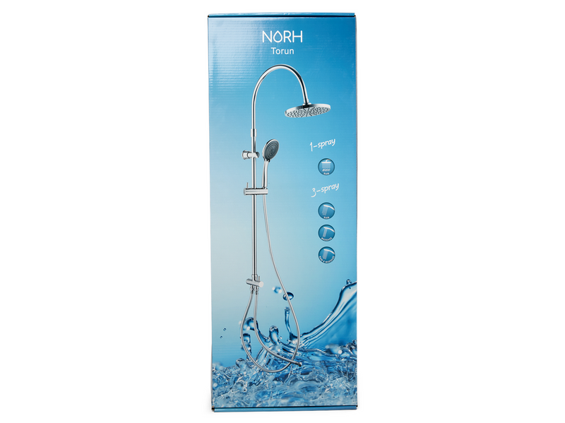 NORH Torun overhead shower set, 1 & 3 sprays, chrome