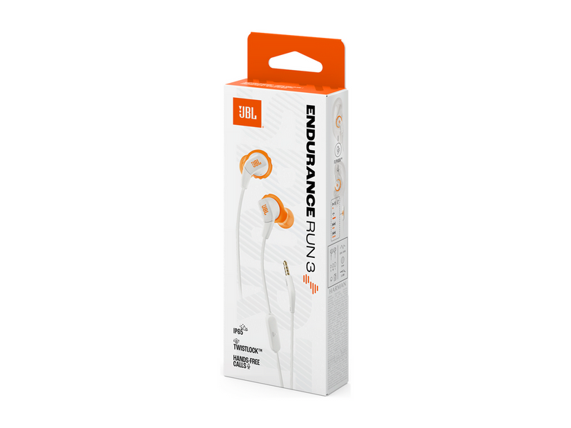 JBL Endurance Run 3 Wired In-Ear Headphones White