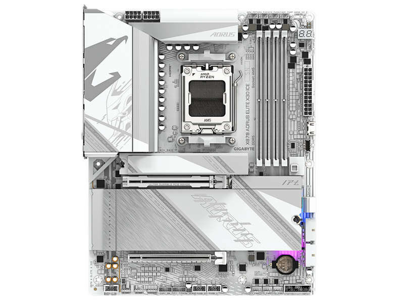 GIGABYTE X870 AORUS ELITE X3D ICE Mainboard - AMD X870 - AMD AM5 - DDR5 RAM - ATX