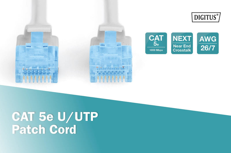 DIGITUS Patch-Kabel RJ-45 (M) zu RJ-45 (M) 10 m CCA U/UTP Cat 5e grau (DK-1512-100)
