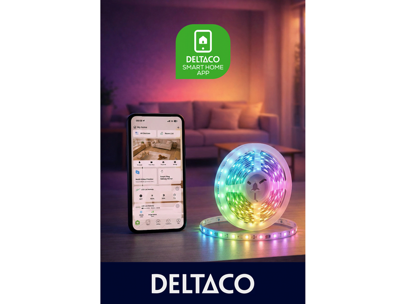 Deltaco Smart - light strip - LED - 18 W - RGBIC - 4000 K - white