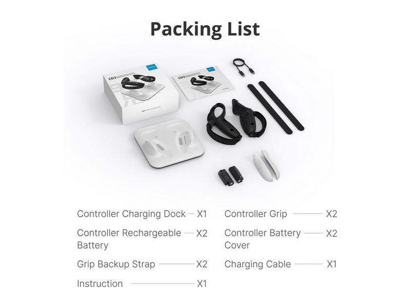 BoboVR CD3 Controller Charging Combo - Für Quest 3 & 3S