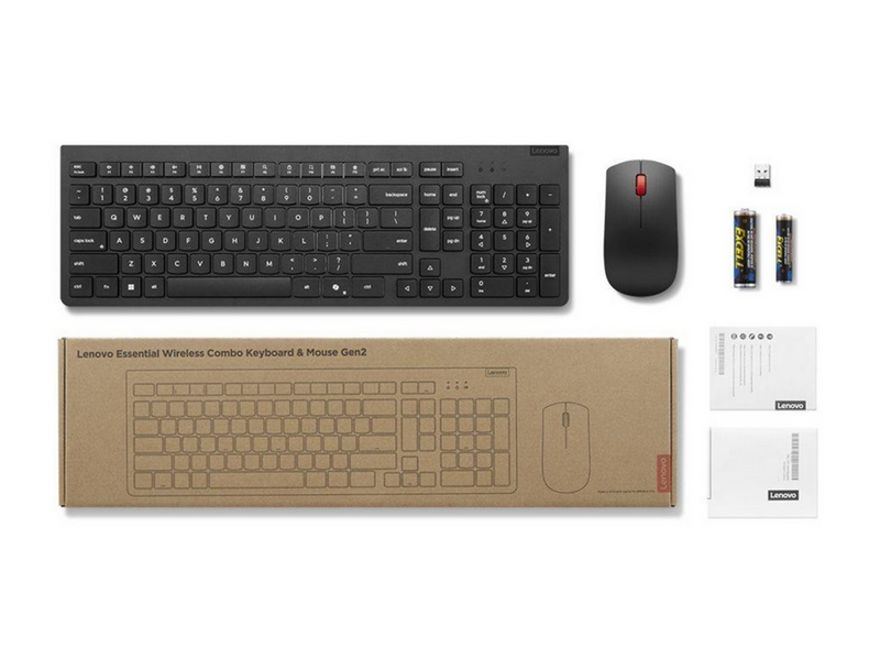 Lenovo Essential Wireless Combo Gen 2 - Tastatur & Maus Set - Nordic ISO - Schwarz