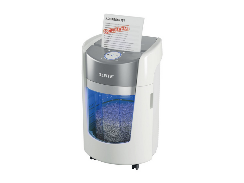Leitz IQ OptiMax Small Office 350 Mikroschnitt Aktenvernichter Sicherheitsstufe P-5 22L - Weiß
