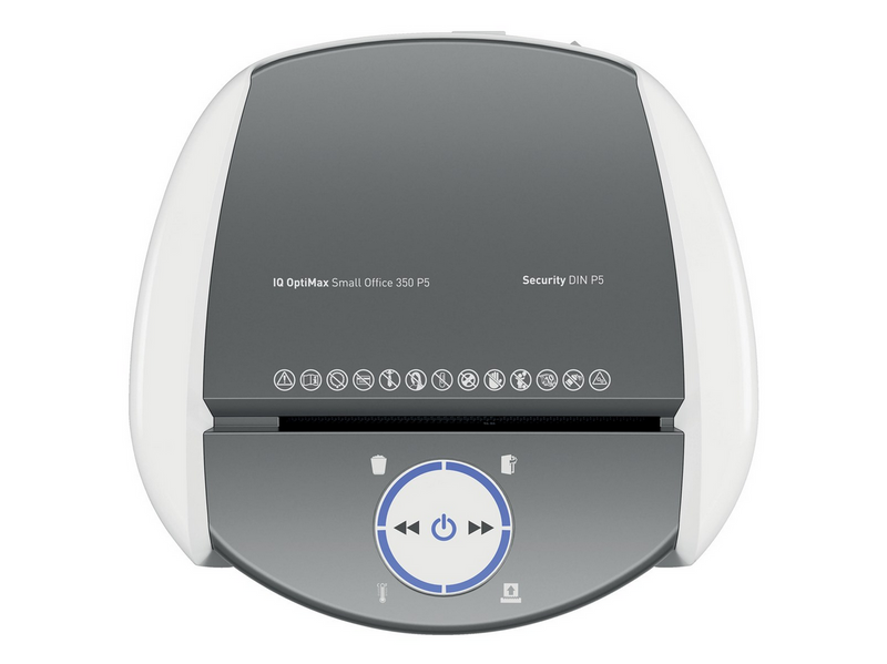 Leitz IQ OptiMax Small Office 350 Mikroschnitt Aktenvernichter Sicherheitsstufe P-5 22L - Weiß