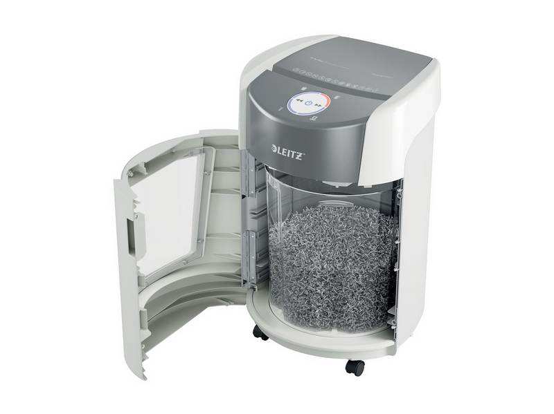 Leitz IQ OptiMax Small Office 350 Mikroschnitt Aktenvernichter Sicherheitsstufe P-5 22L - Weiß