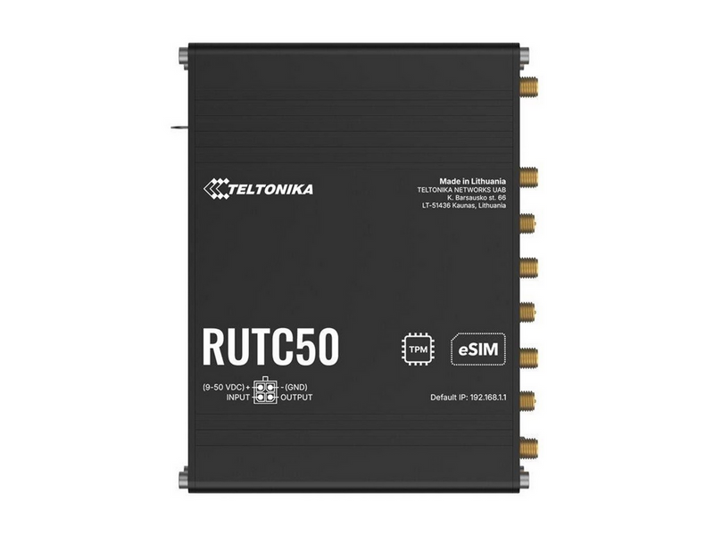 Teltonika RUTC50 - wireless router - WWAN - Wi-Fi 6 - 3G 4G 5G - DIN rail mountable wall-mountable surface-mountable - Wireless router Wi-Fi 6
