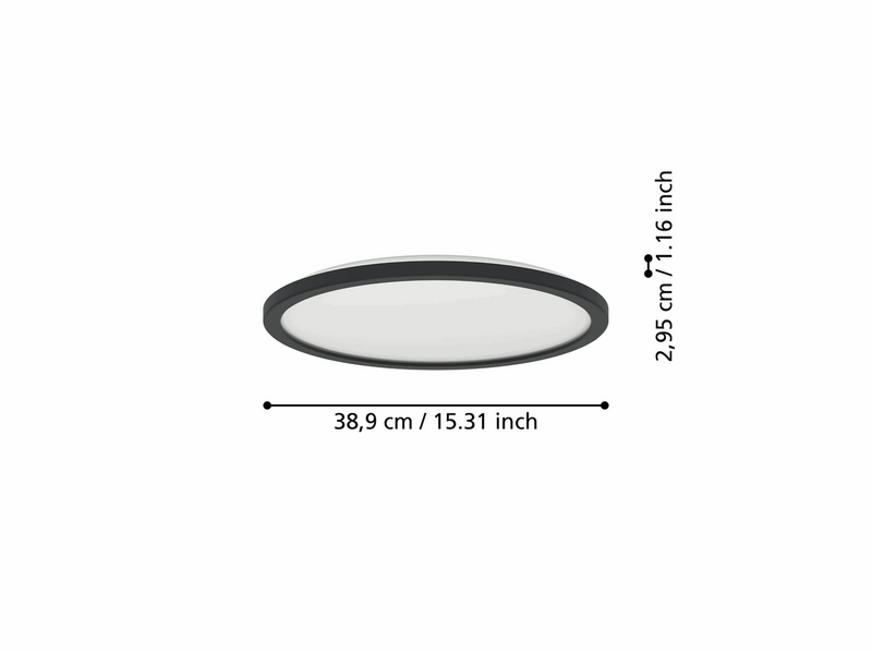 EGLO ROVITO-Z DECKENLEUCHTE Ø390 RGB/CCT 21W 2625LM MIT FERNBEDIENUNG B. IP44 SCHWARZ