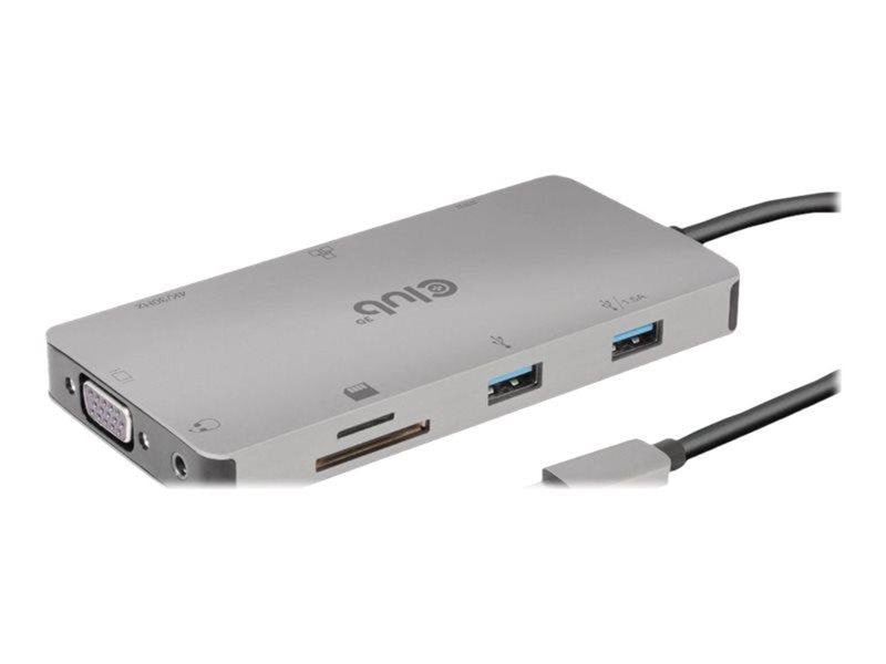 Club 3D USB Gen1 Type-C 9-in-1 hub - docking station - USB-C - VGA HDMI - GigE