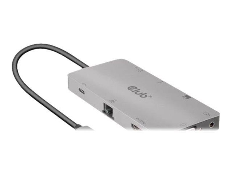 Club 3D USB Gen1 Type-C 9-in-1 hub - docking station - USB-C - VGA HDMI - GigE