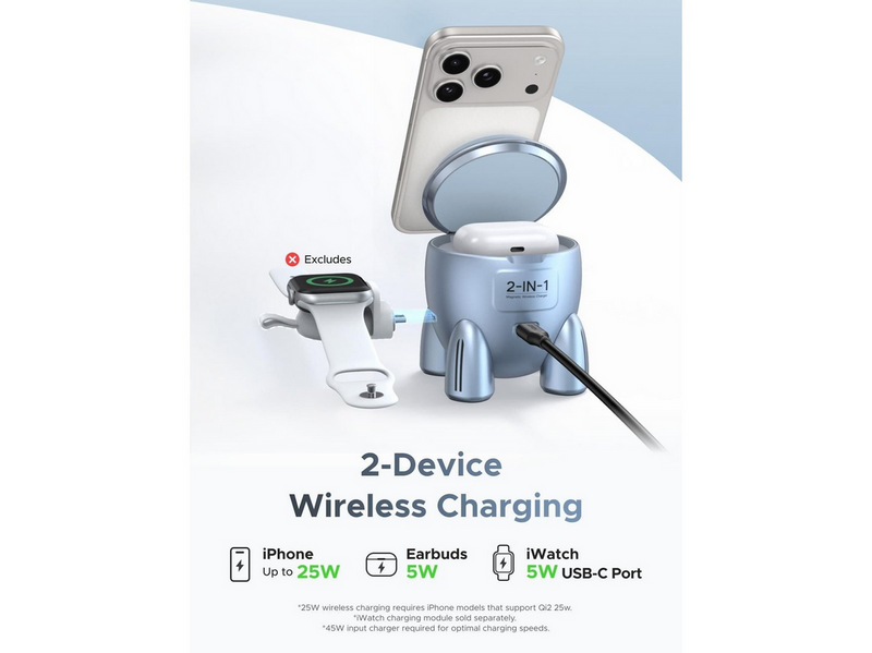 UGREEN UNO Dual Magnetic 2-in-1 Wireless Charger 30W (MagSafe Compatible)