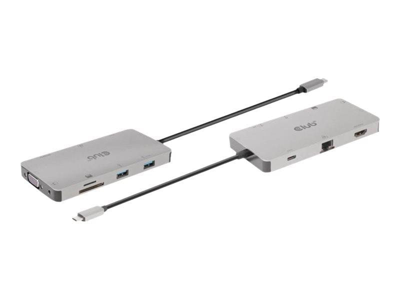 Club 3D USB Gen1 Type-C 9-in-1 hub - docking station - USB-C - VGA HDMI - GigE