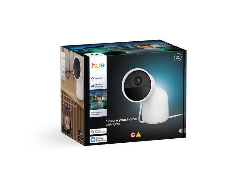 Philips Hue Secure 2K wired camera with desktop stand - white