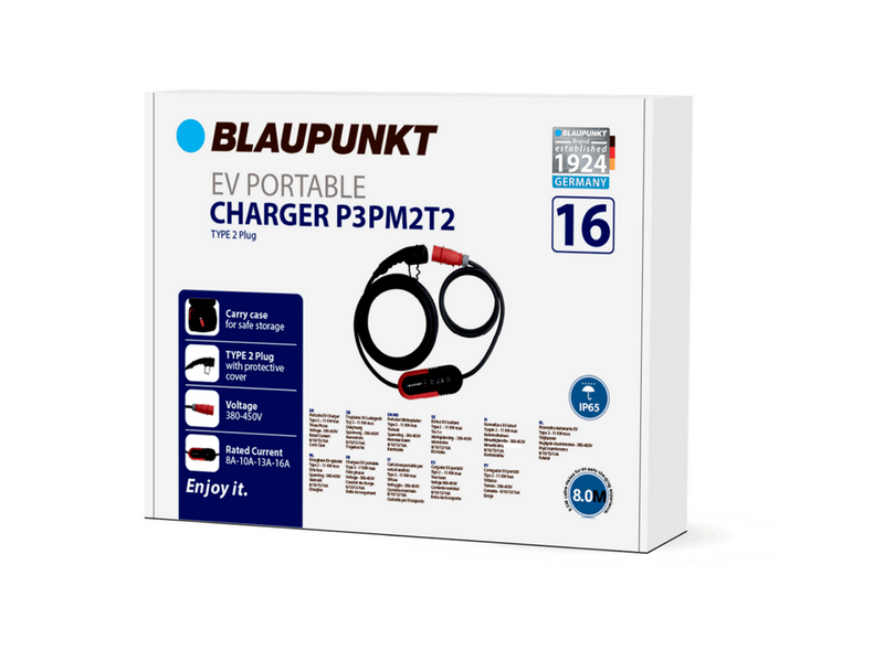 Blaupunkt P3PM2T2 Portable charger for electric cars Type 2 8-16 A 11 kW 8 m