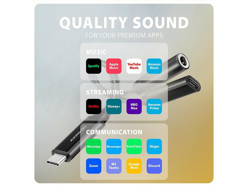 AXAGON Hi-Res DAC Audio Adapter - USB-C to USB-C PD / 3.5 mm Audio Jack (female) - 10 cm