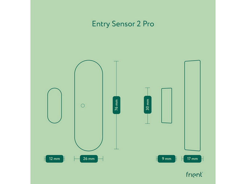 frient Entry Sensor 2 Pro. Tür- und Fensterkontakt. Magnetischer Sensor. Temperaturerkennung. Zigbee. Kompatibel mit Homey und SmartThings