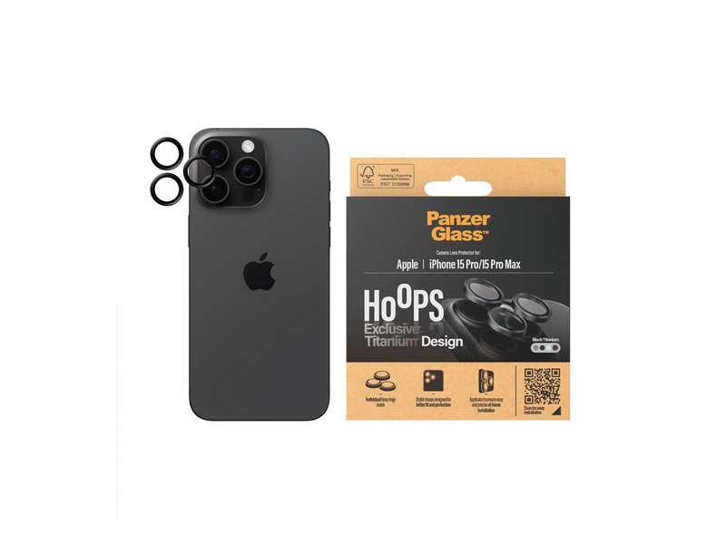 PanzerGlass Hoops® Titanium Camera Lens Protector Black iPhone 15 Pro | 15 Pro Max